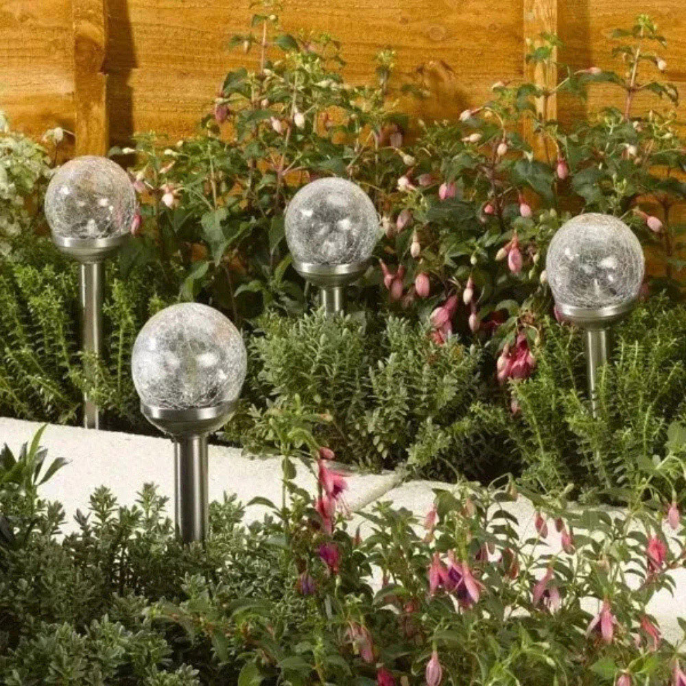 Garden Mile 4 Pack Multicolour Crackle Ball Solar LED Stake Light Image 5