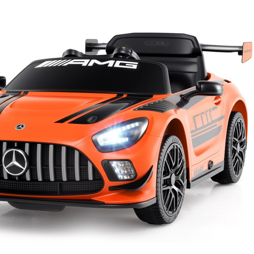 Costway Kids Orange Licensed Mercedes Benz GT3 Ride On Car with Spoiler and Remote Control 12V Image 3
