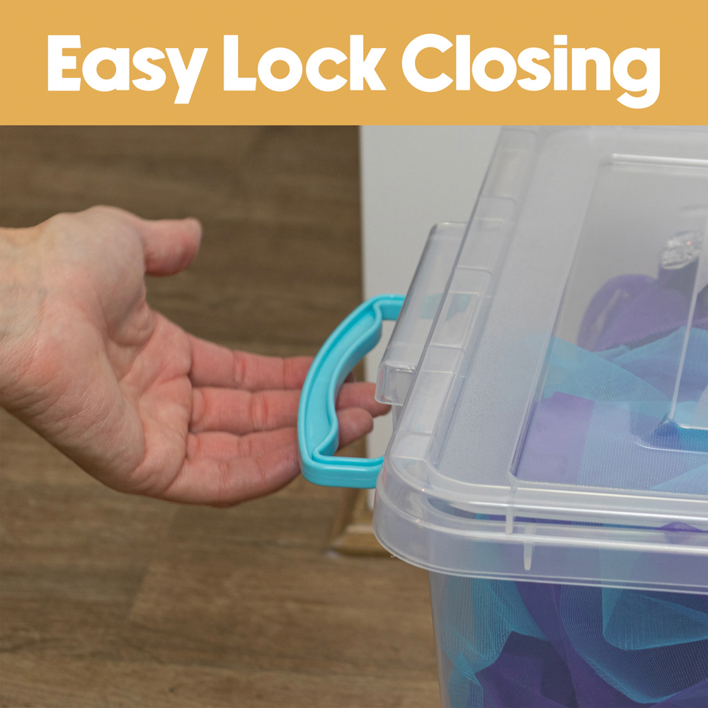 JVL 25L Clear Plastic Stackable and Nestable Storage Box with Clip Lid 3 Pack Image 4