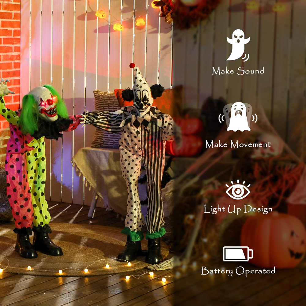 Outsunny Sound Activated Stackable Animatronics Clowns Halloween Decoration Image 6