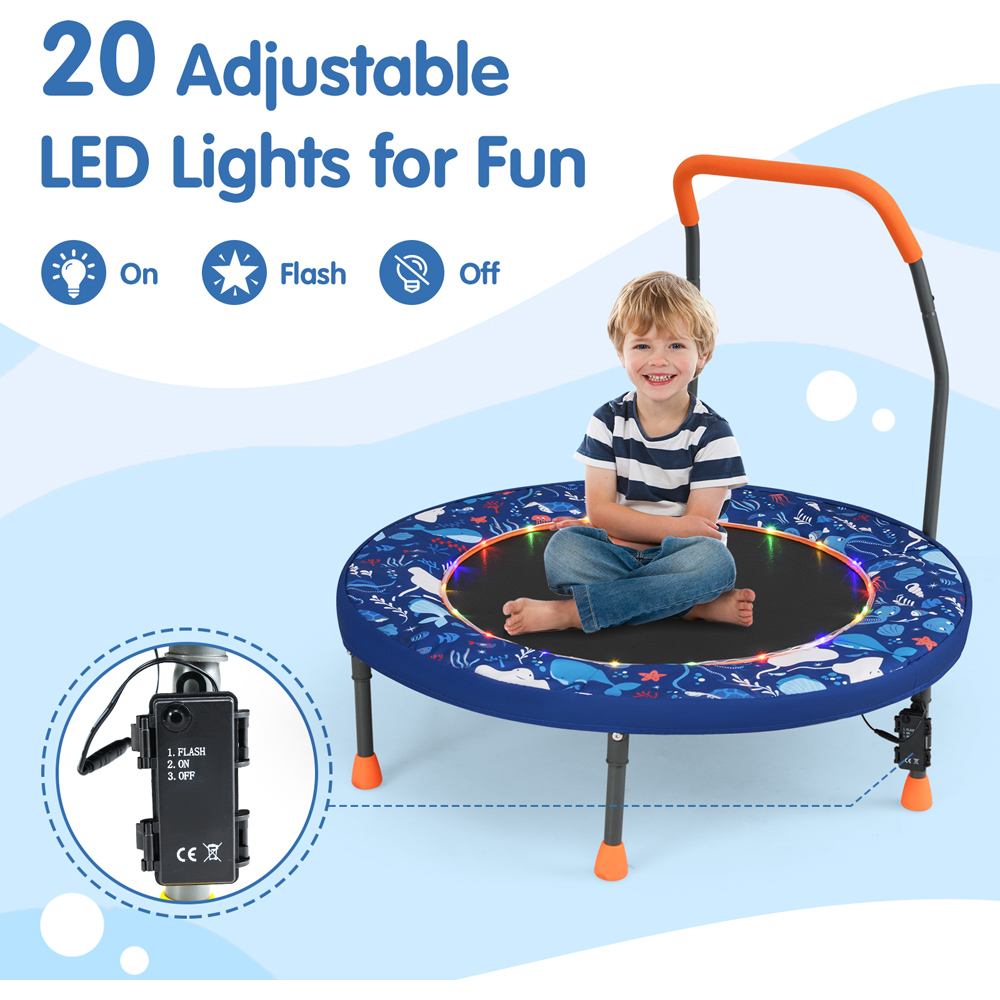 Costway Navy Kids Folding Mini Trampoline Image 4