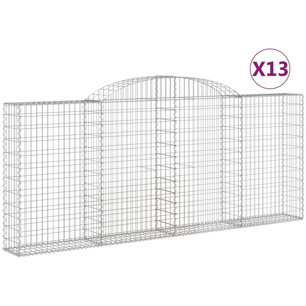 vidaXL Silver Galvanised Iron Arched Gabion Basket 300 x 30 x 120/140cm 13 Pack Image 4