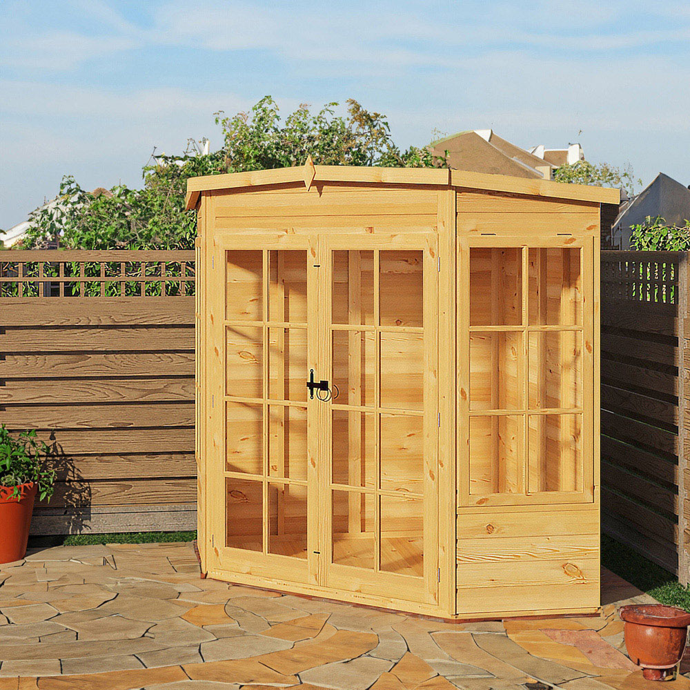 Shire Hampton 6 x 6ft Shiplap Pent Garden Corner Summerhouse Image 2