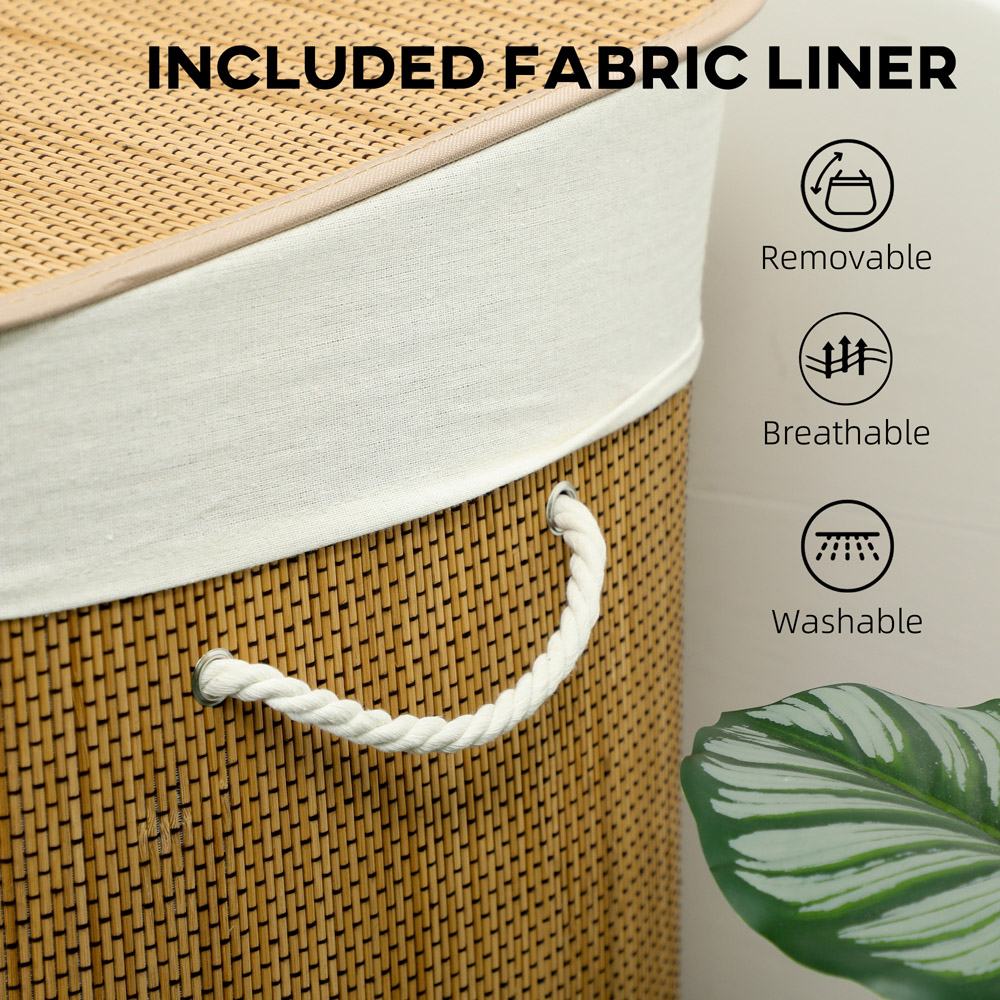 HOMCOM Brown Laundry Basket with Lid 144L Image 6