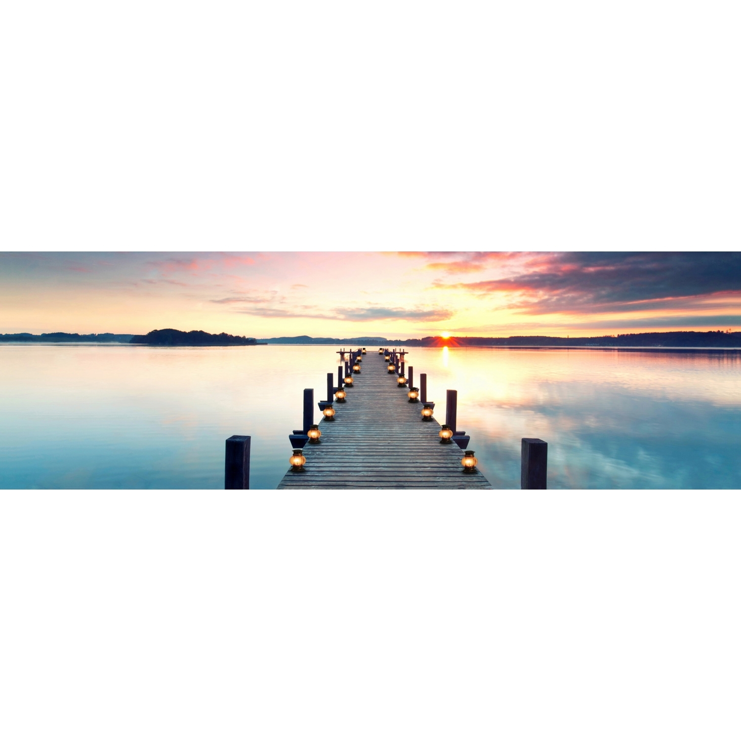 Evening Sun By The Water LED Canvas 45 x 140cm Image