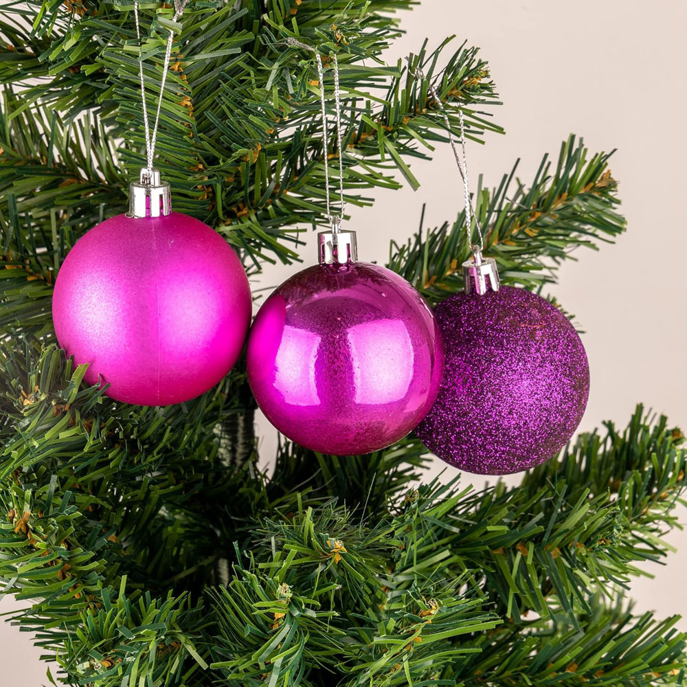 Shatchi 6cm Purple Shatterproof Christmas Bauble 18 Pack Image 3