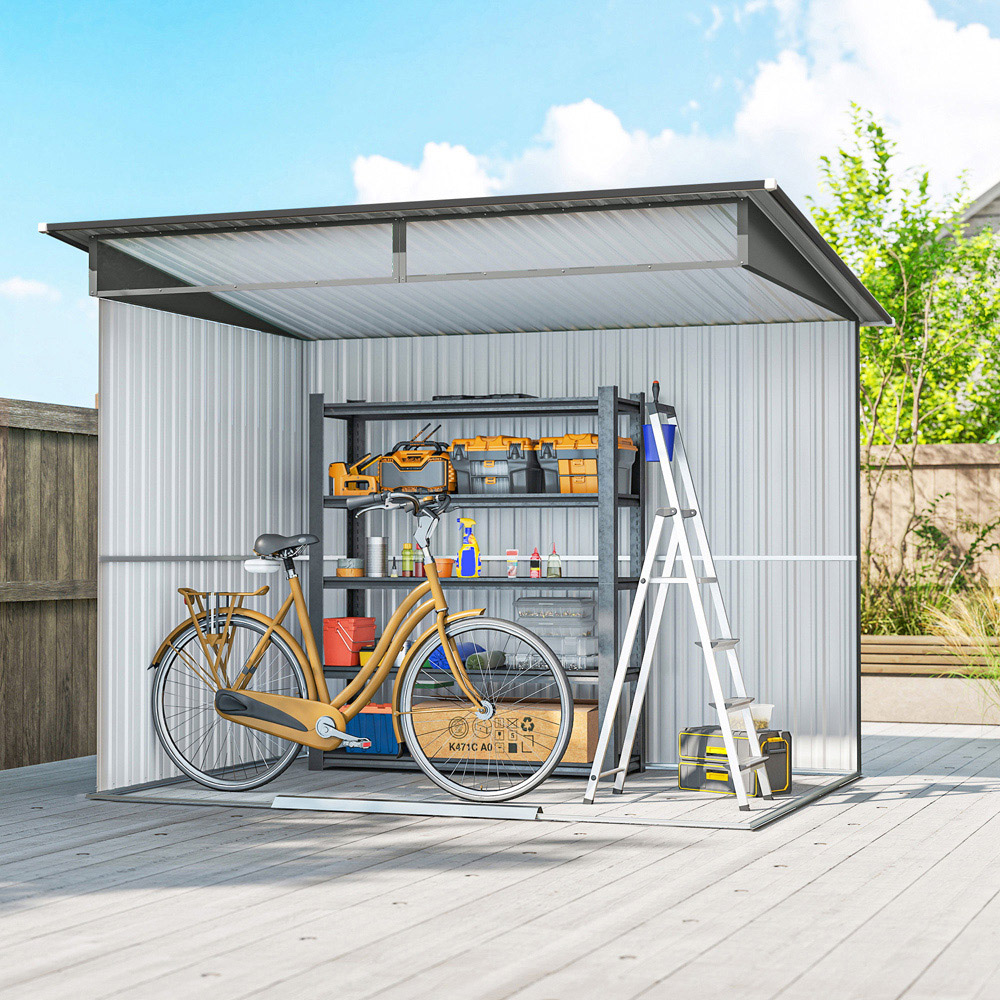 Outsunny 8.5 x 6ft Light Grey Metal Garden Storage Shed Image 5