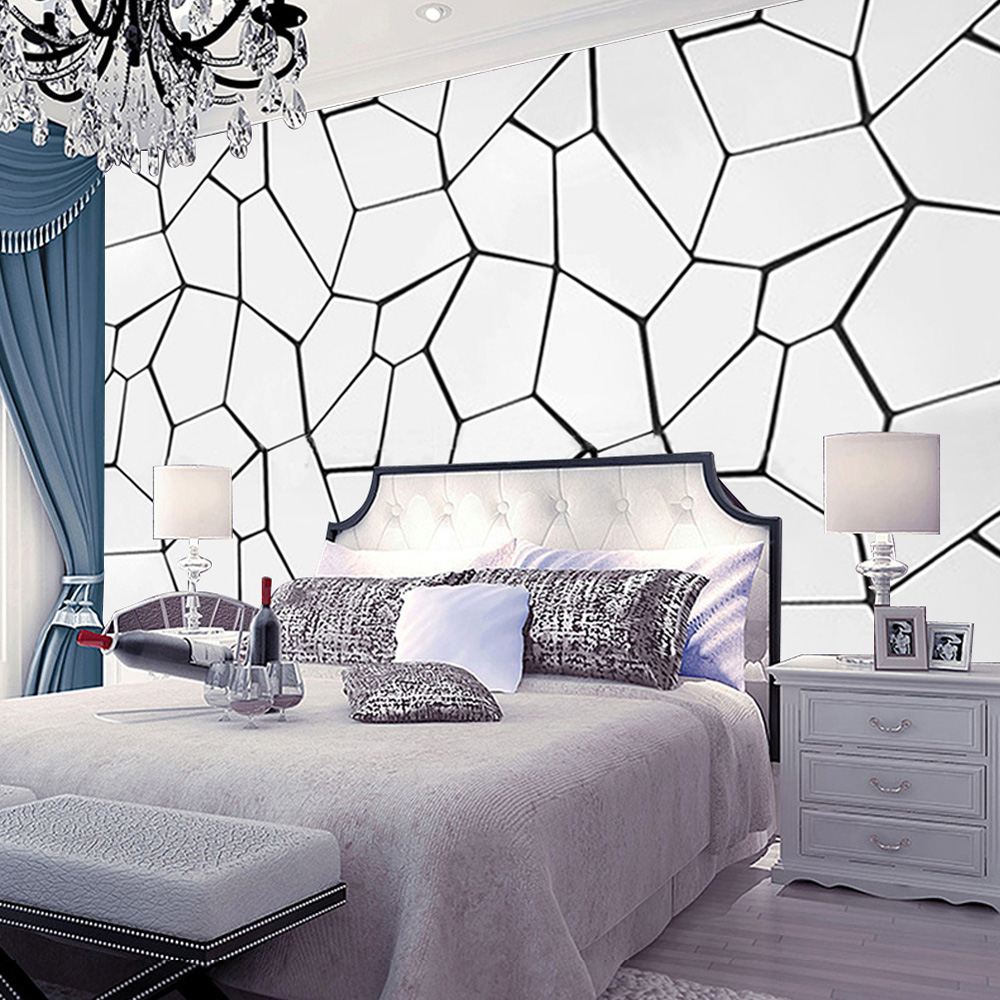 Living and Home Abstract Geometric Black and White Wallpaper Image 4