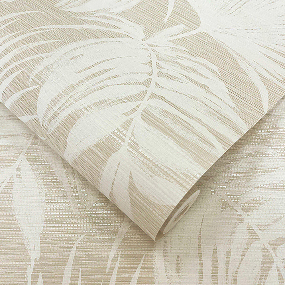 Rasch Wallpaper Grasscloth Leaf Cream Wallpaper Image 2
