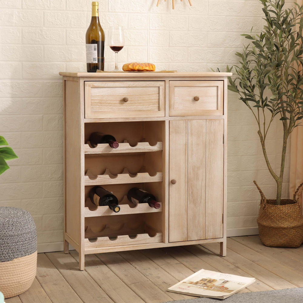 Home Source Mitcham Single Door 2 Drawer 4 Tier Wine Cabinet Image 6