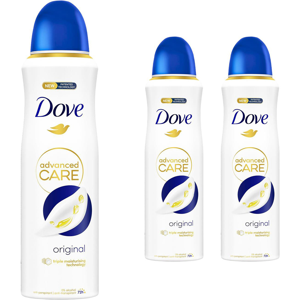 Dove Advanced Care Anti-Perspirant Deodorant Spray Original 200ml 3 Pack Image 1