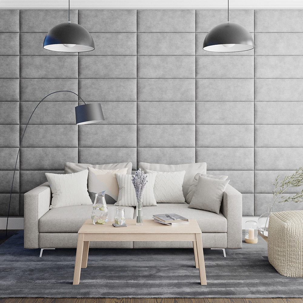 Aspire EasyMount Silver Kimiyo Linen Upholstered Wall Mounted Headboard Panels 8 Pack Image 3