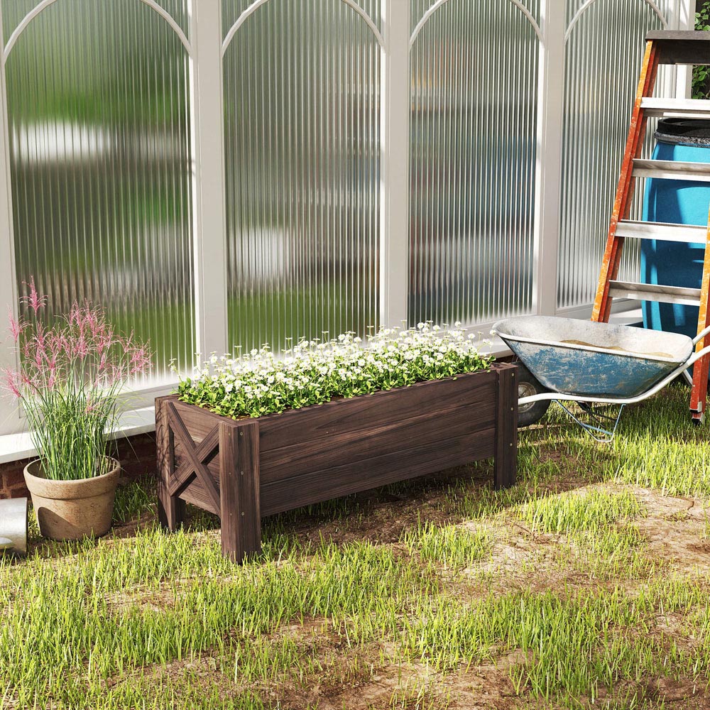 Outsunny Wooden Raised Bed Planter 36 x 36.5 x 100cm Image 4