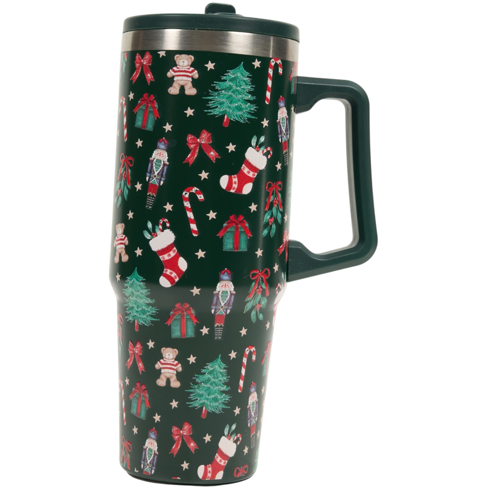 Xmas Print Vacuum Tumbler with Lid Image 3