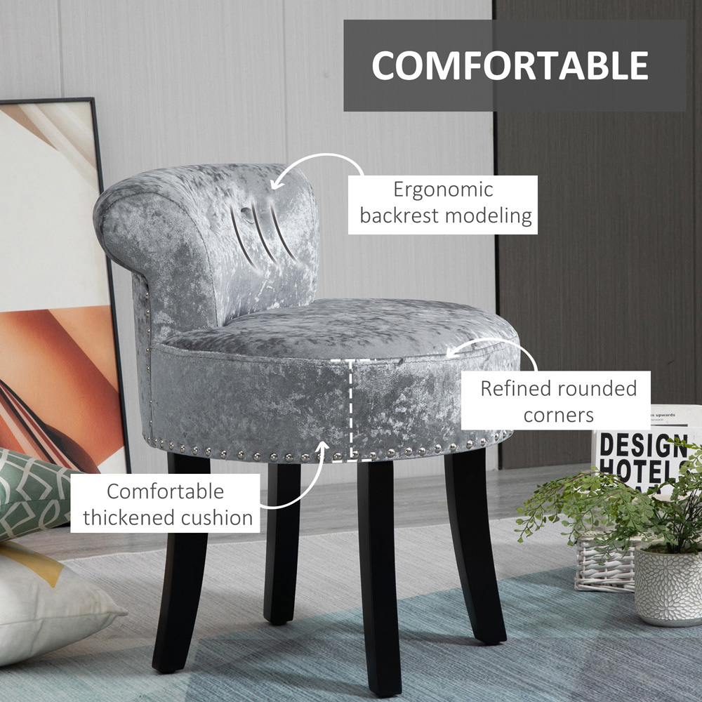 Portland Grey Dressing Table Stool Image 4