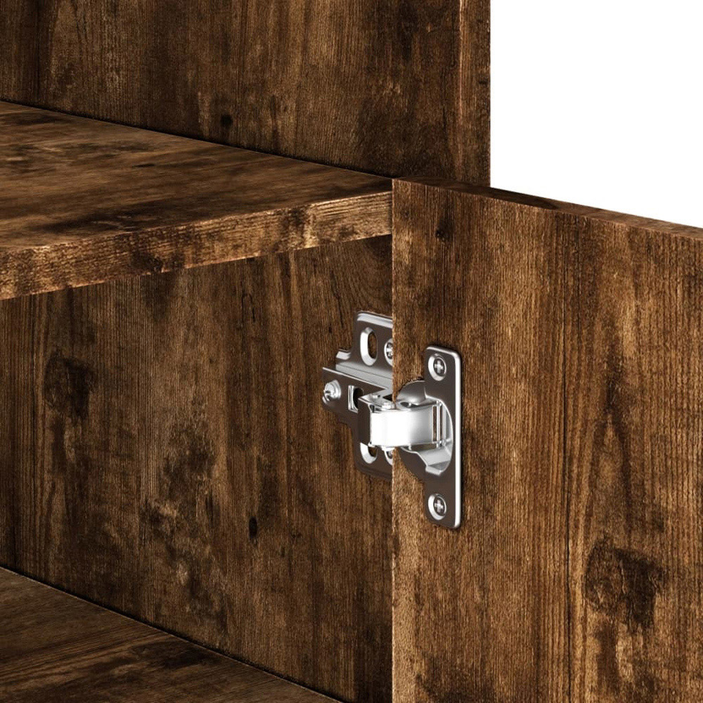 vidaXL Single Door 3 Shelf Smoked Oak Sideboard Image 9