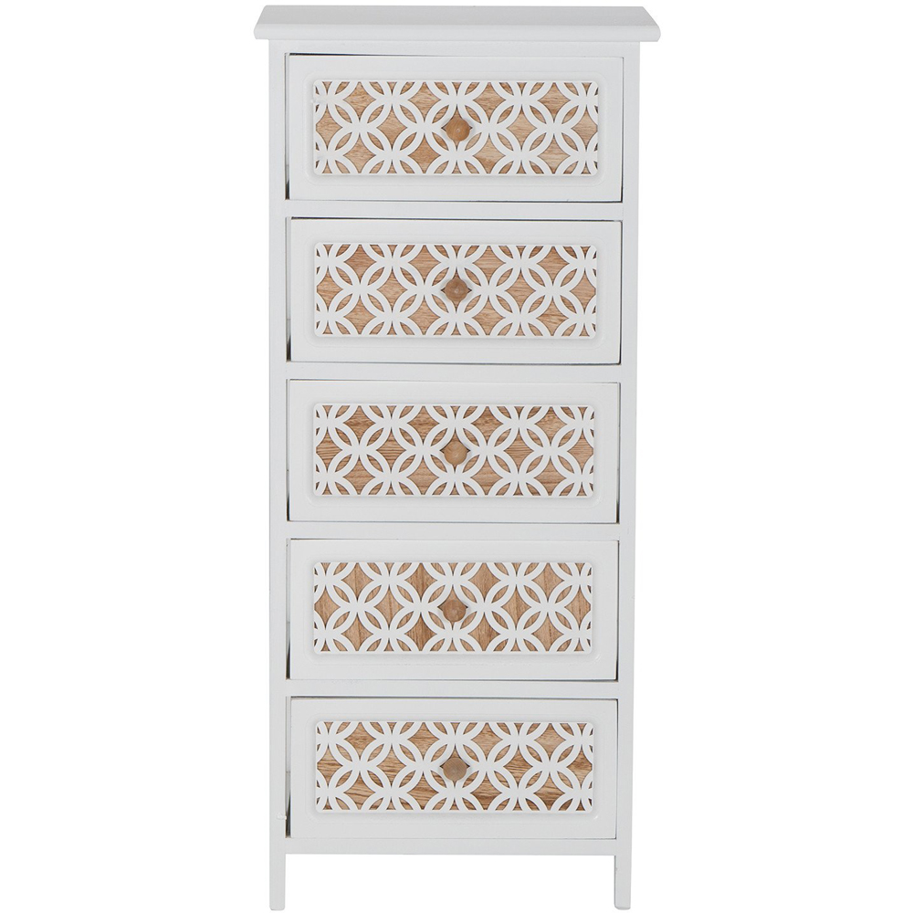 Nasara 5 Drawer White Storage Tower Image 4