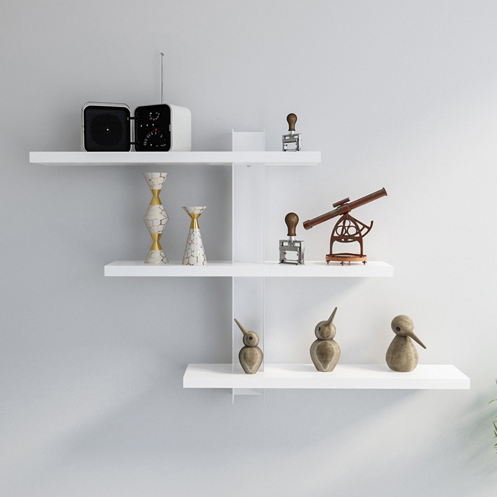 Decorotika Mita 3 Tier White Wall Mounted Shelf Image 1