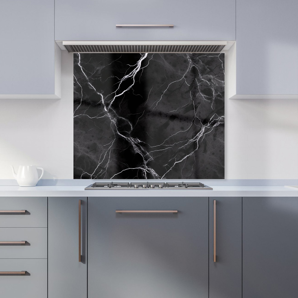 Warren Reed Designer Black Marble Pattern Glass Kitchen Splashback 75 x 90cm Image 1