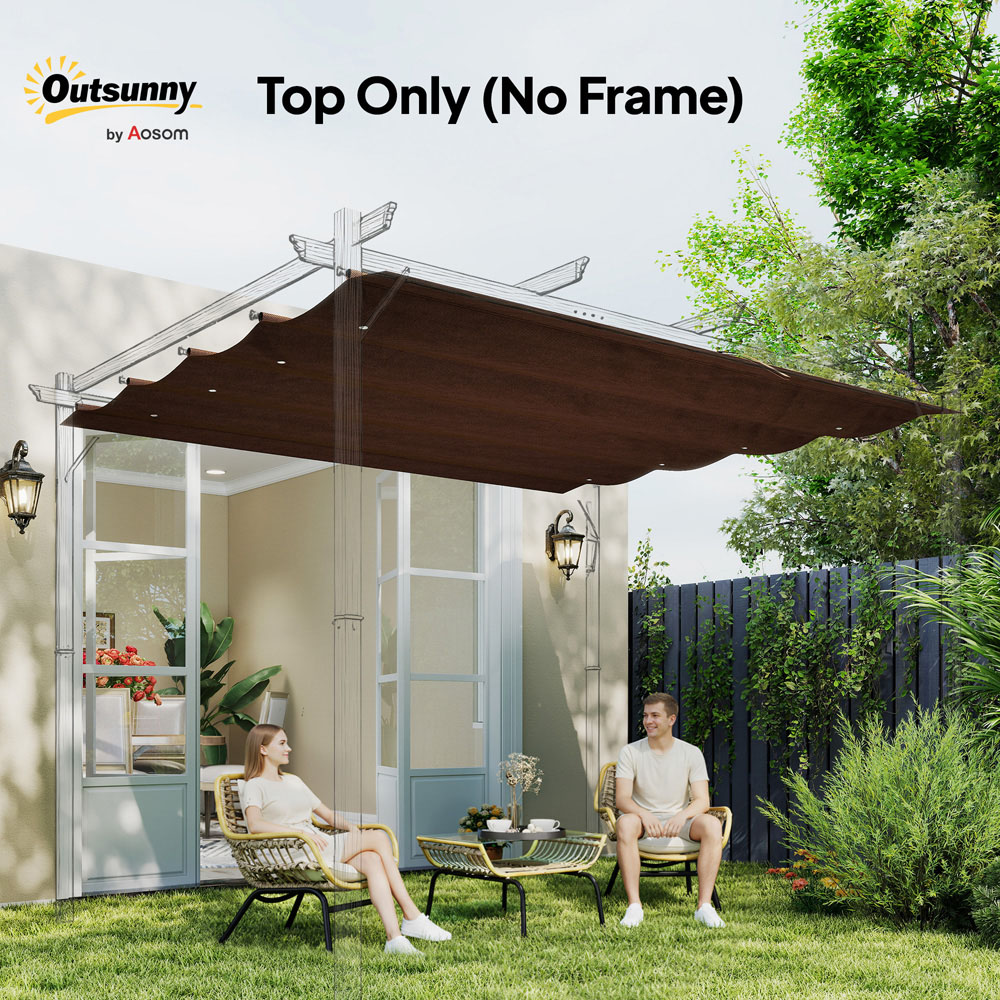 Outsunny 3 x 2m Coffee Retractable Sun Shade Pergola Roof Image 7