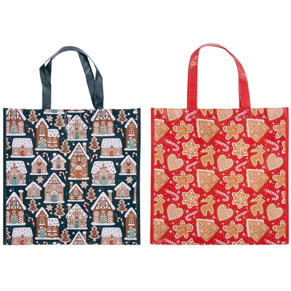 Assorted Gingerbread Shopper Bag Black or Red Image 1