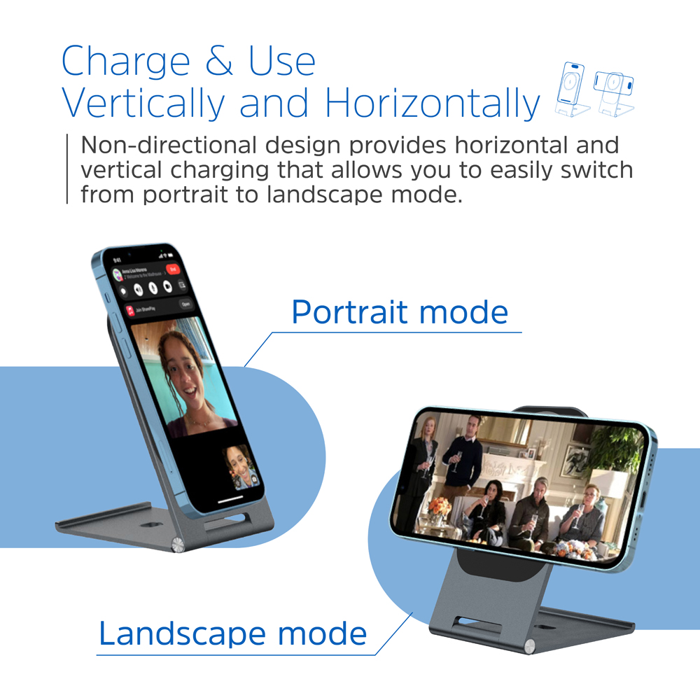 Energizer Black Aluminium Foldable QI Wireless Charging Stand 15W Image 5
