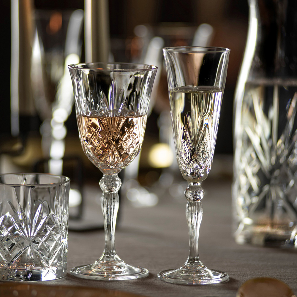 RCR Crystal 18 Piece Melodia Clear Red and White Wine Glass and Champagne Flute Set Image 2
