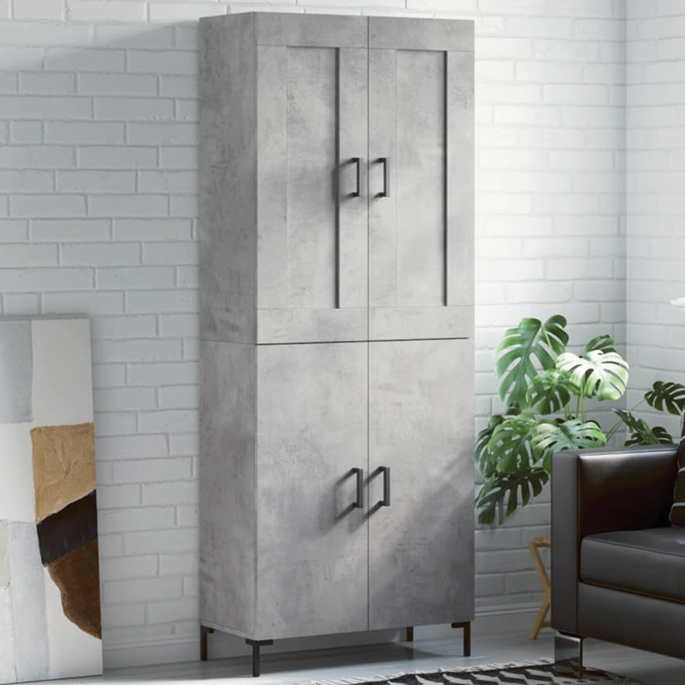vidaXL 4 Door Concrete Grey Highboard Image 1