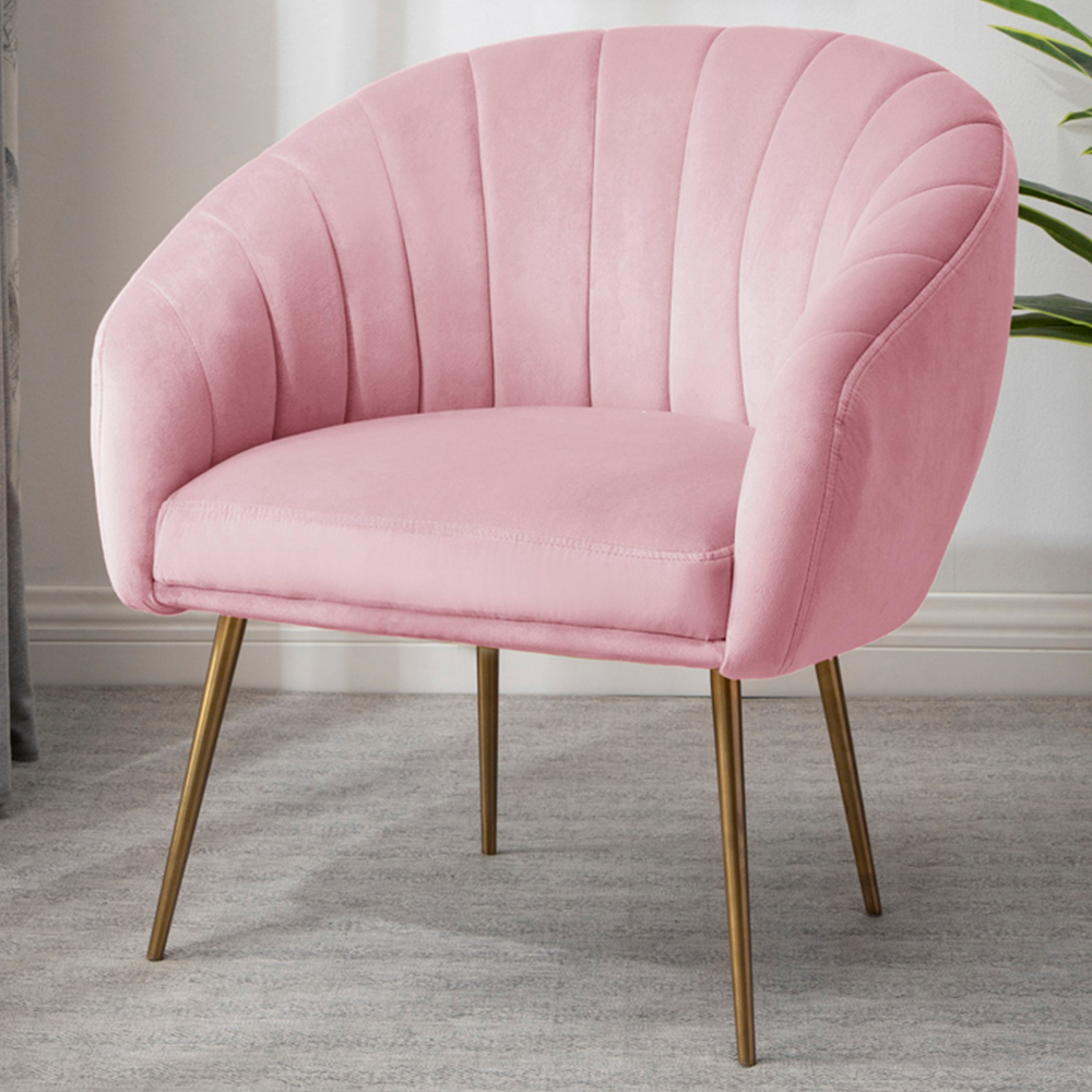 Artemis Home Helena Pink Velvet Accent Chair Image 1