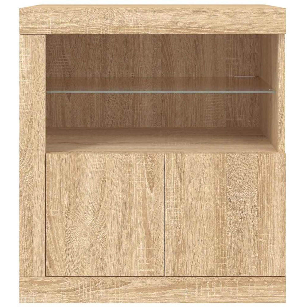 vidaXL 2 Door 2 Shelf Brown Oak LED Sideboard Image 4