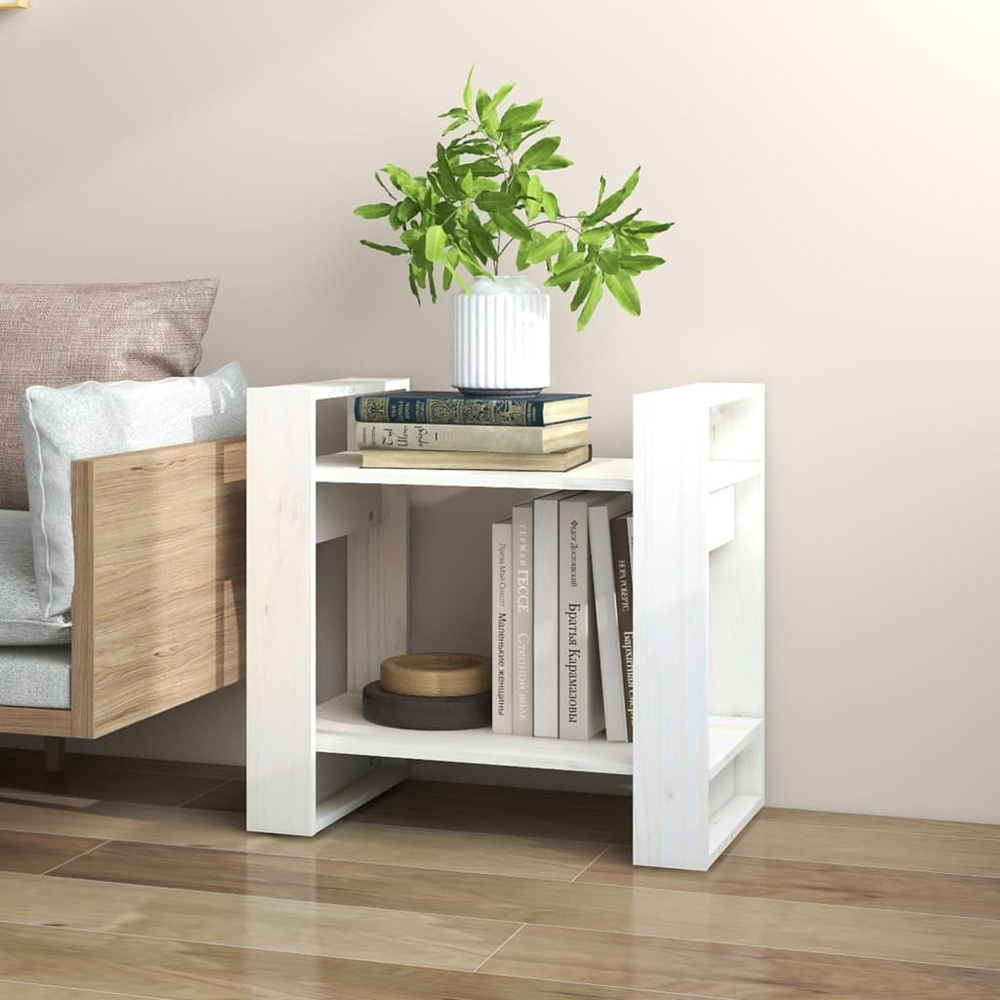 vidaXL 2 Shelf White Solid Pine Wood Bookcase Image 7