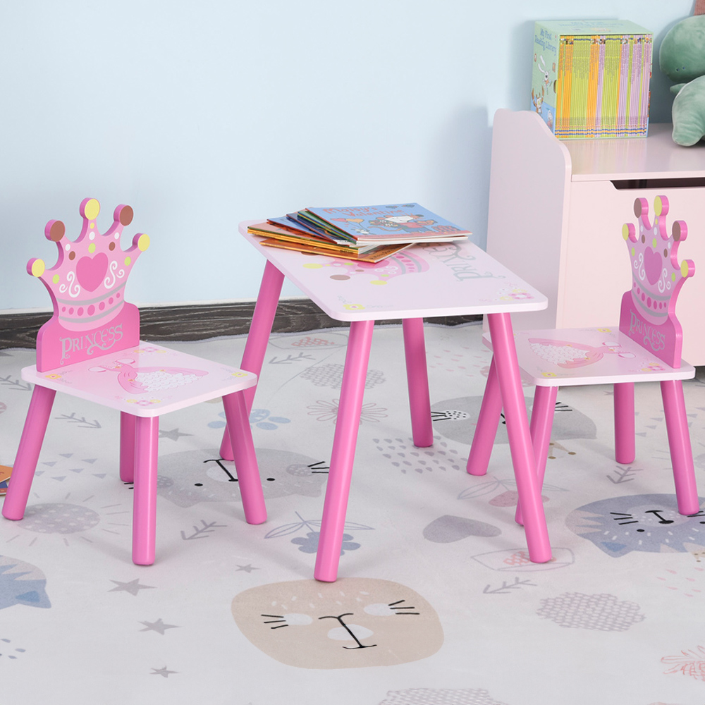 Playful Haven 3 Piece Pink Kids Table and Chair Set Image 1