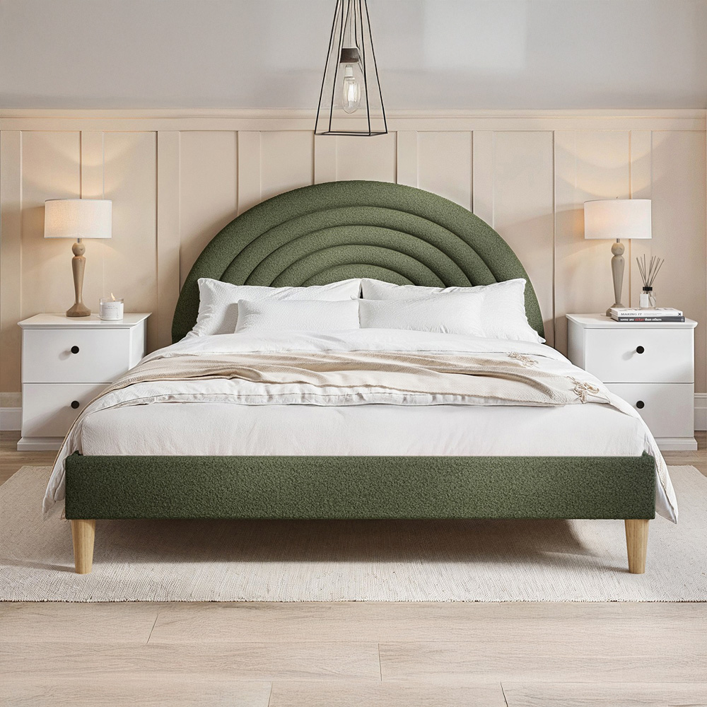 Flair Ava Double Green Boucle Bed Image 4
