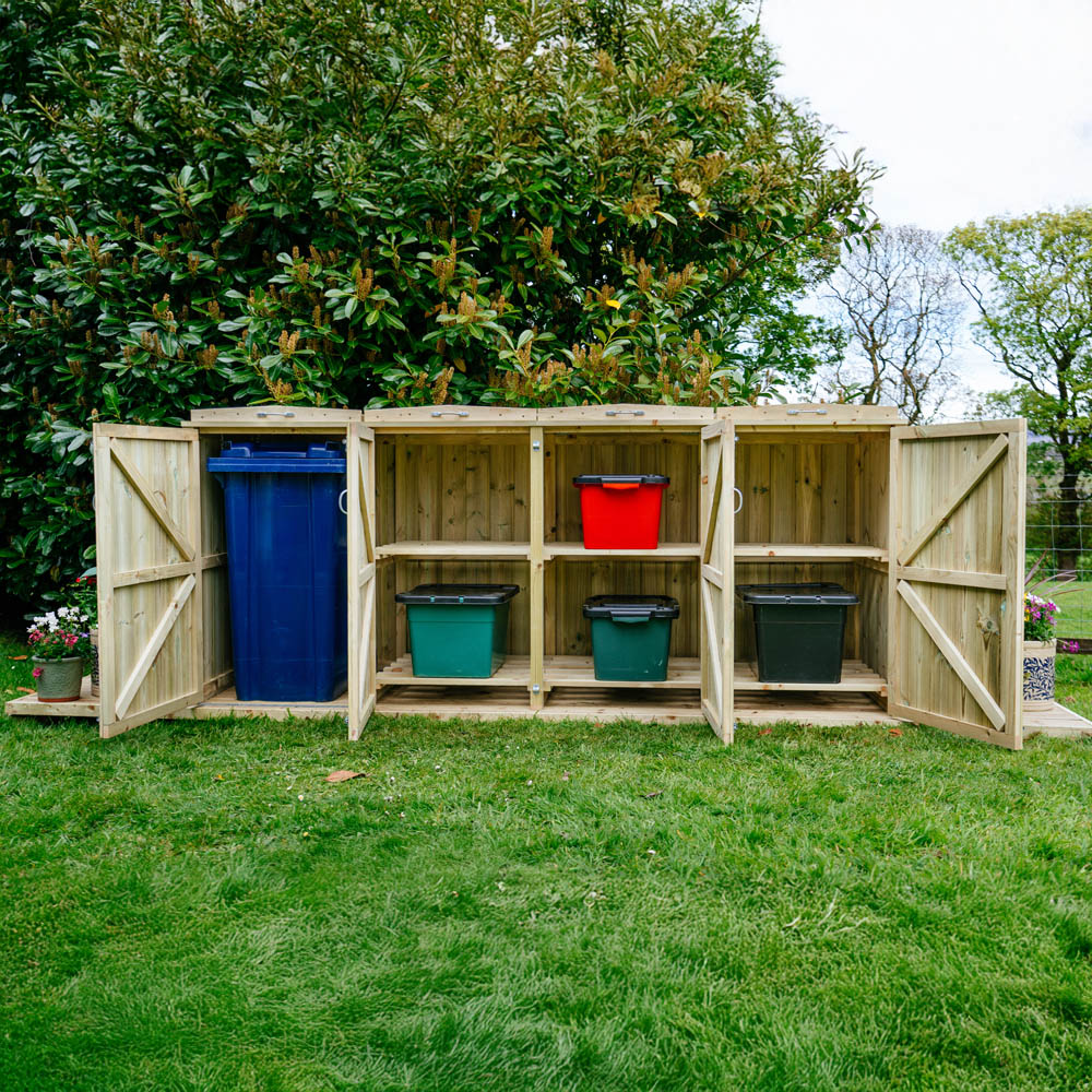 The Garden Village Shireburn 6 Recycle Box Single Wheelie Bin Shed Image 7