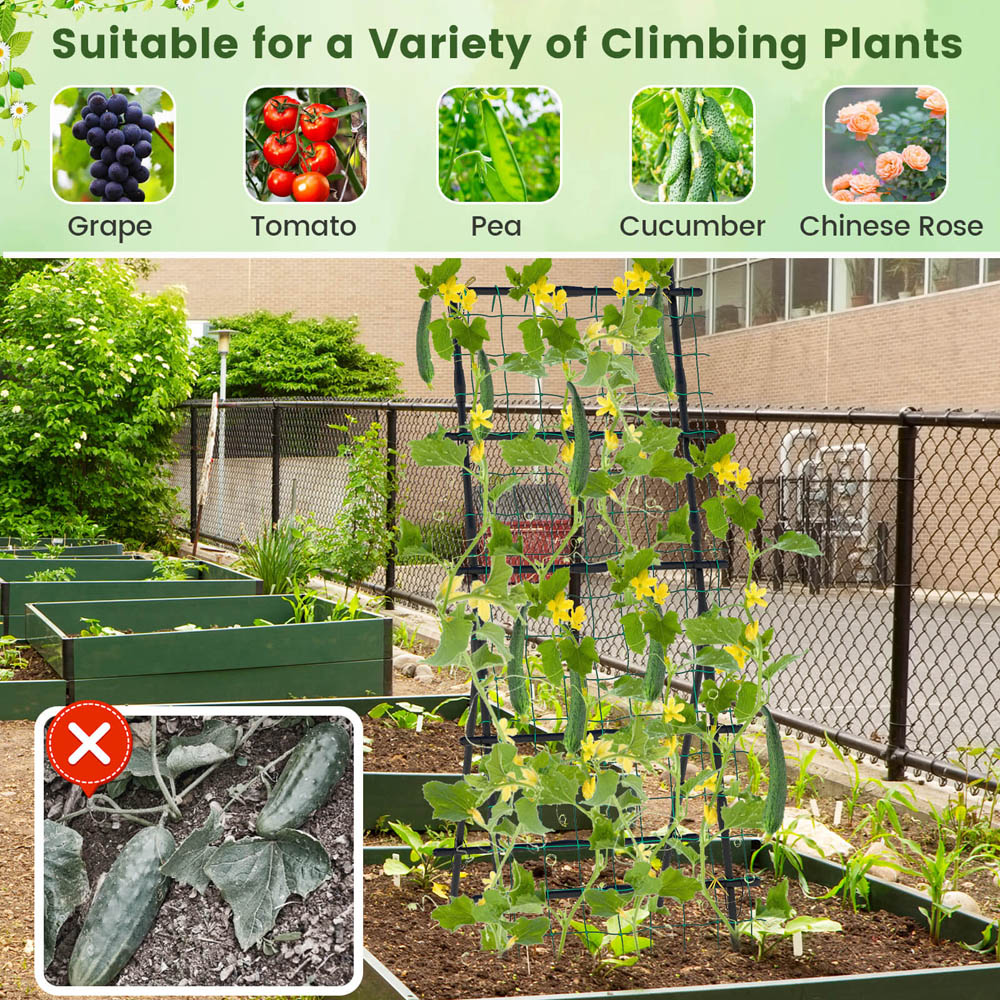 Costway Black Tall Vertical Garden Trellis with Netting Image 8