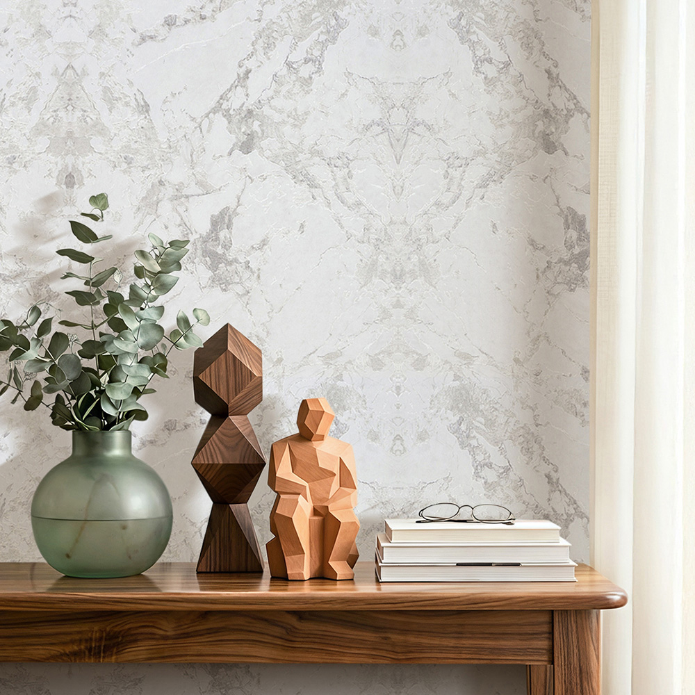 Living and Home Marble-Effect 3D Embossed Beige Non-Pasted Wallpaper Image 7