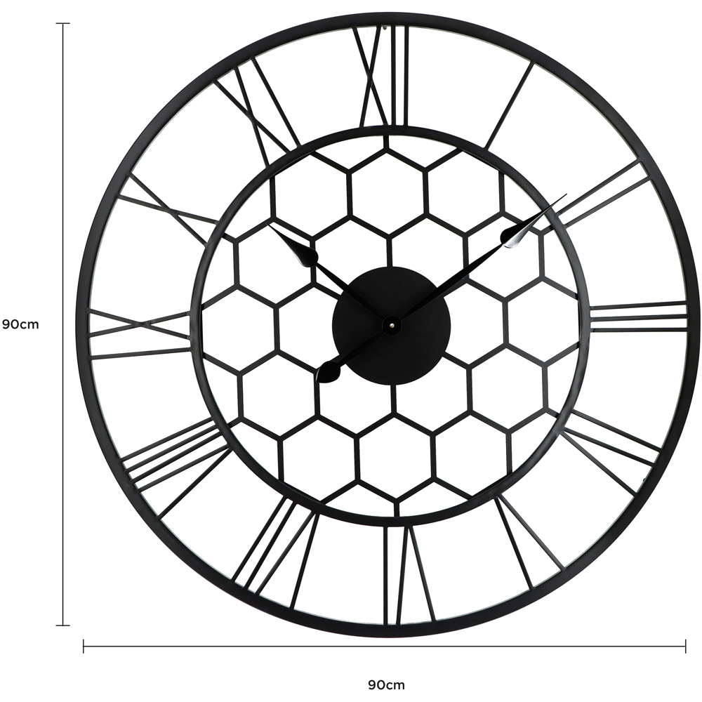 Charles Bentley Stanwick Black Round Skeleton Indoor and Outdoor Wall Clock 90cm Image 9