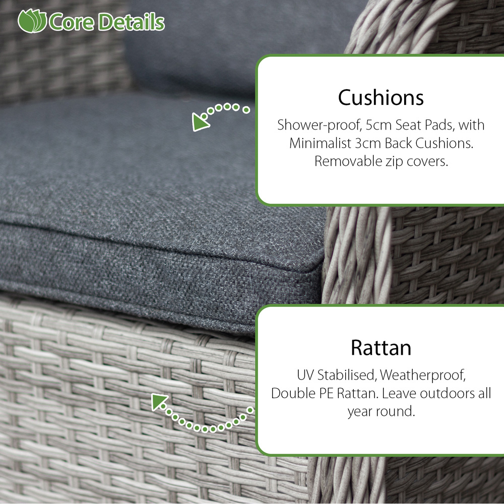 Oseasons Hampton 2 Seater Dove Grey and Dark Grey Rattan Bistro Set with Cushions Image 5