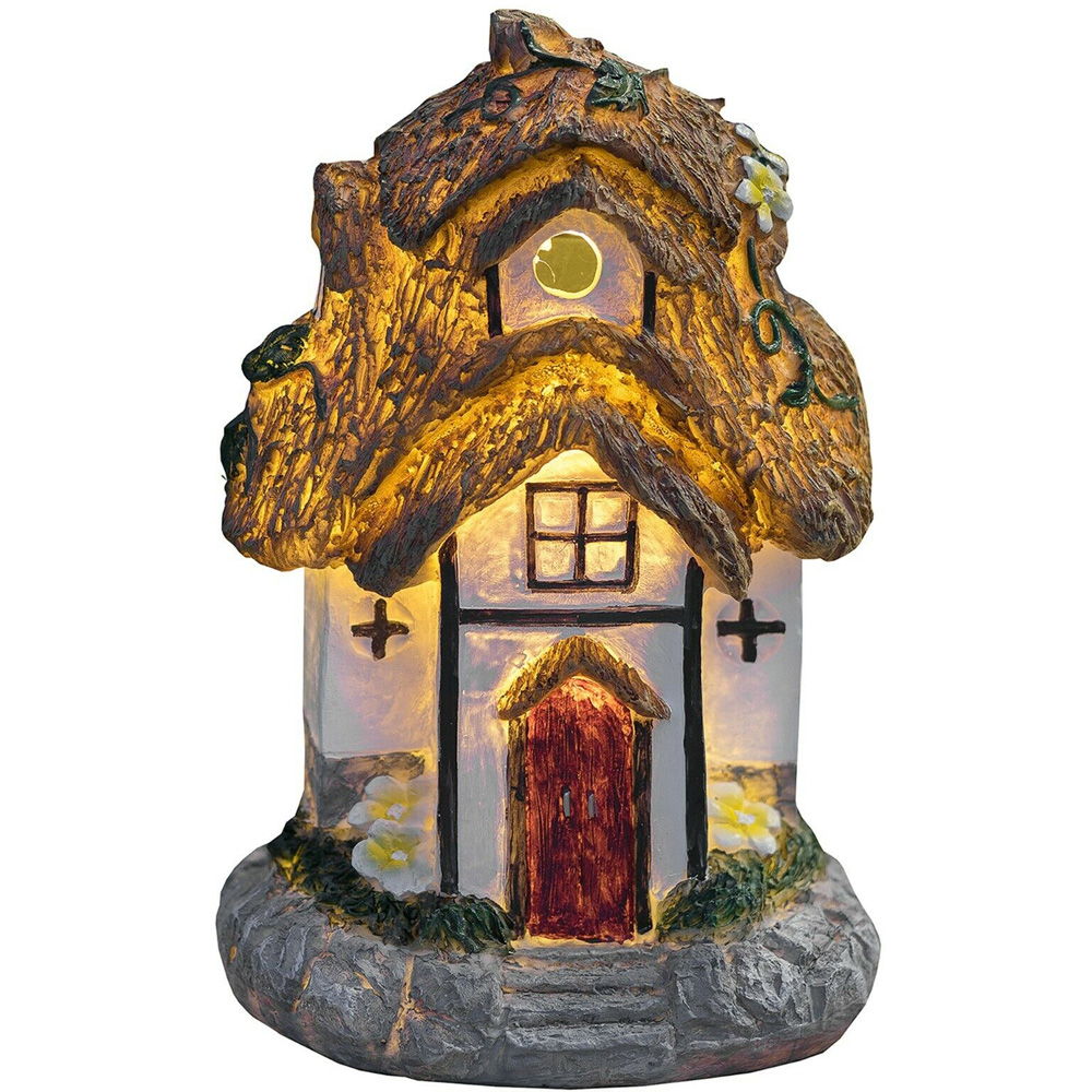 wilko Thatched Cottage Fairy House Solar Garden Ornament Image 3