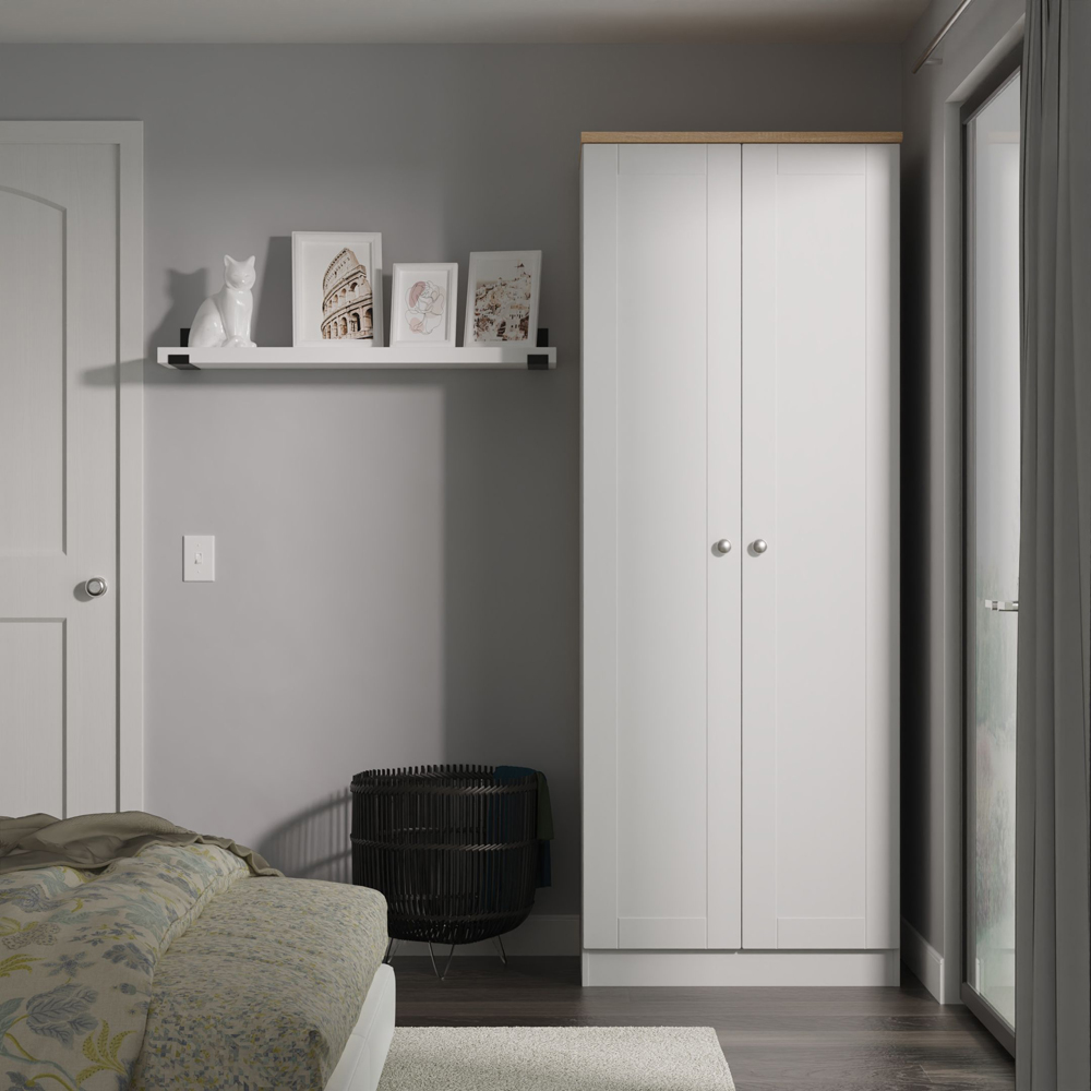Crowndale Sussex 2 Door Grey Ash and Bardolino Oak Tall Wardrobe Ready Assembled Image 7