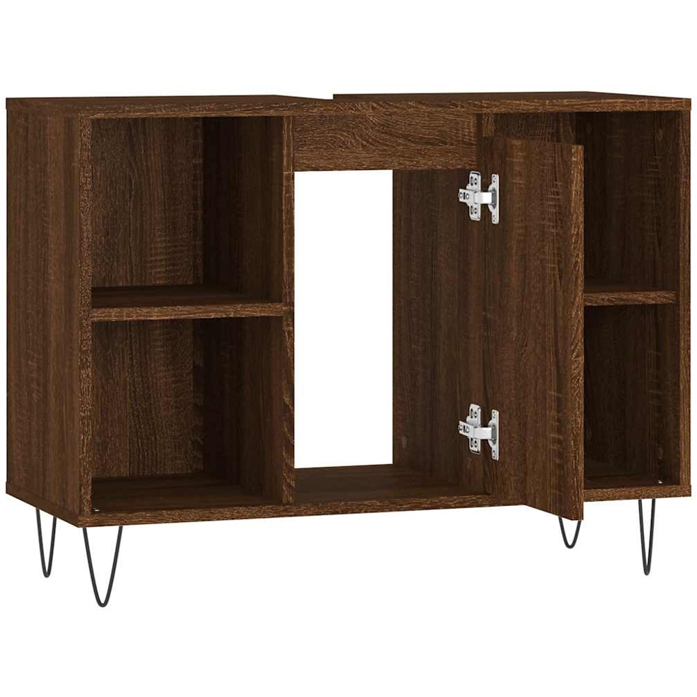 vidaXL Single Door 4 Open Shelf Brown Oak Bathroom Cabinet Image 6