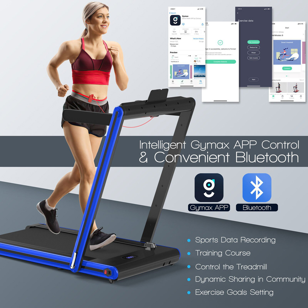 Costway 2 in 1 Blue Folding Under Desk Treadmill with Dual LED Display Image 4