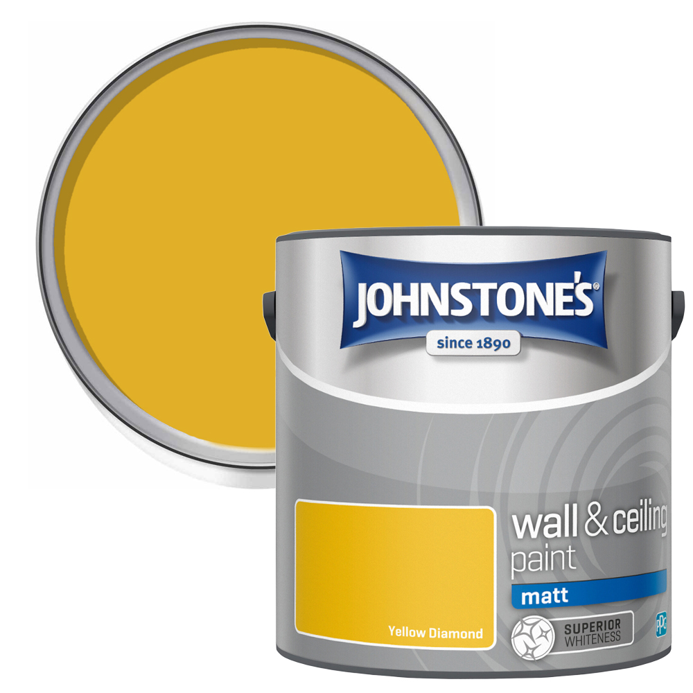 Johnstone's Walls & Ceilings Yellow Diamond Matt Emulsion Paint 2.5L Image 1