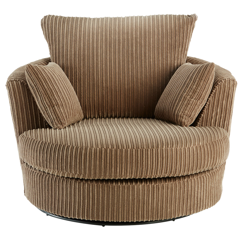 Portland Canolo Luxury Coffee Jumbo Cord Swivel Chair Image 2