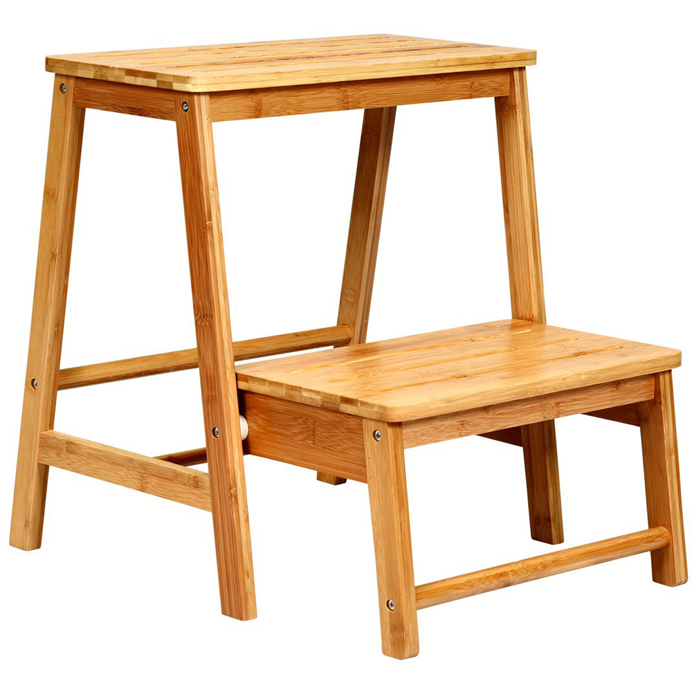 Costway 2 Step Bamboo Footstool Image 2