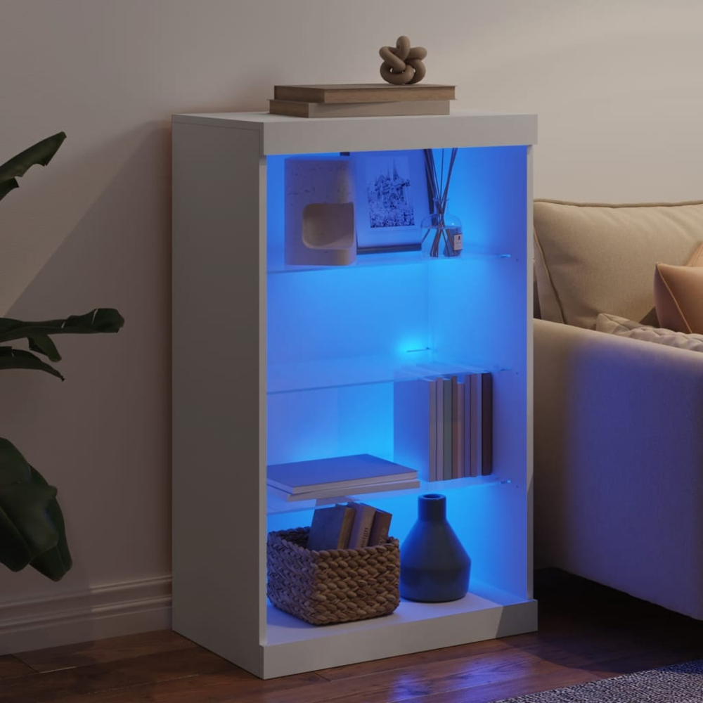vidaXL 4 Shelf White LED Sideboard Image 9