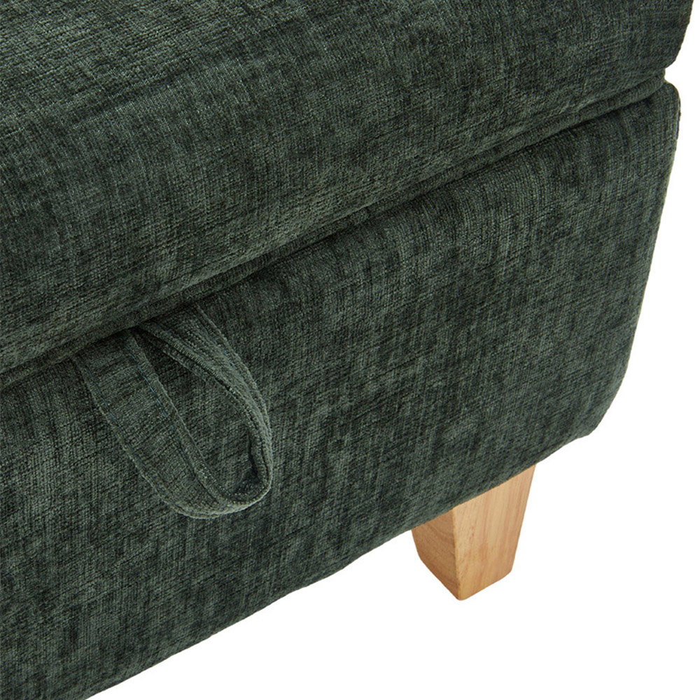 Living and Home Green Chenille Upholstered Storage Ottoman Image 5
