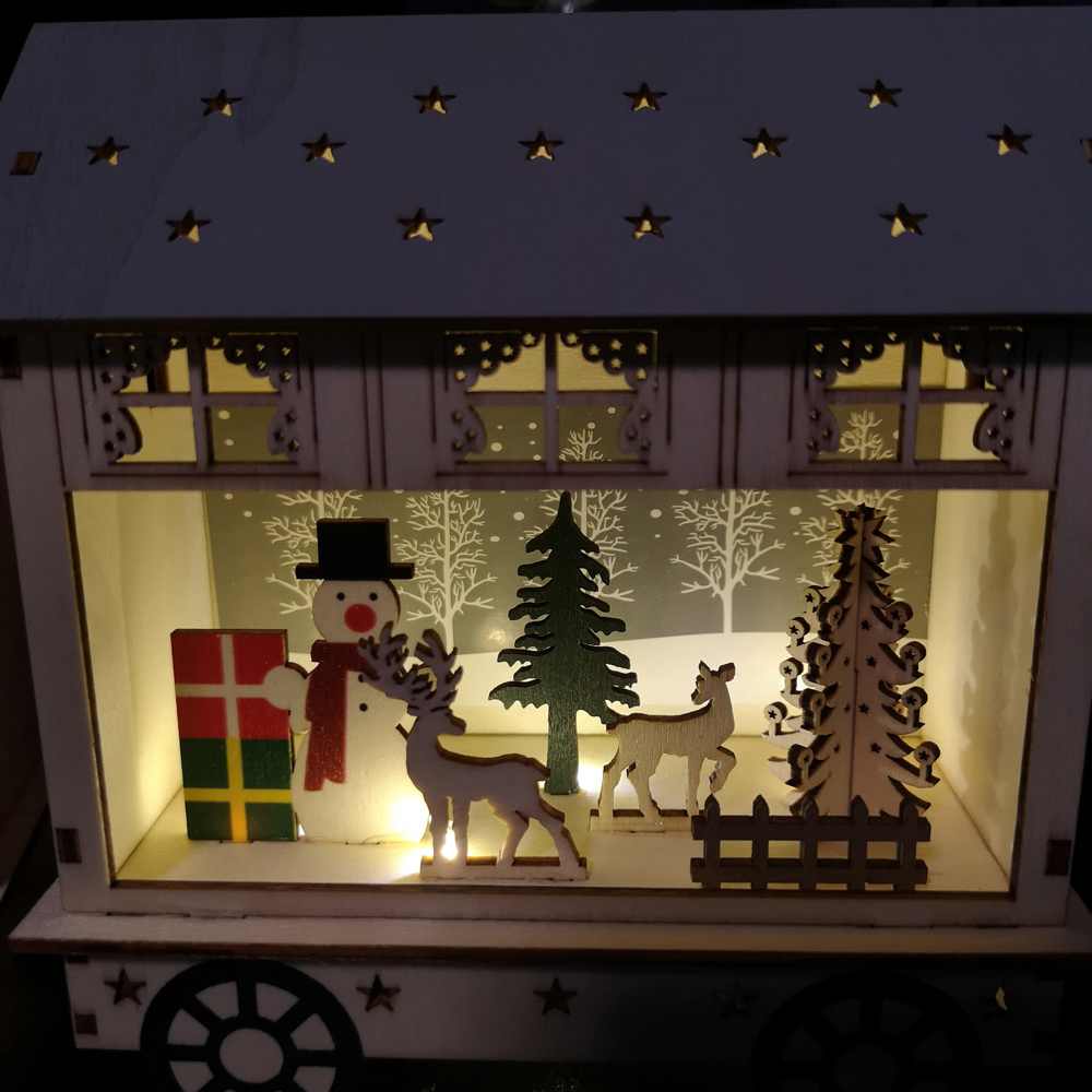 Samuel Alexander Wooden Christmas Train and Carriages Scene Decoration 16cm Image 3