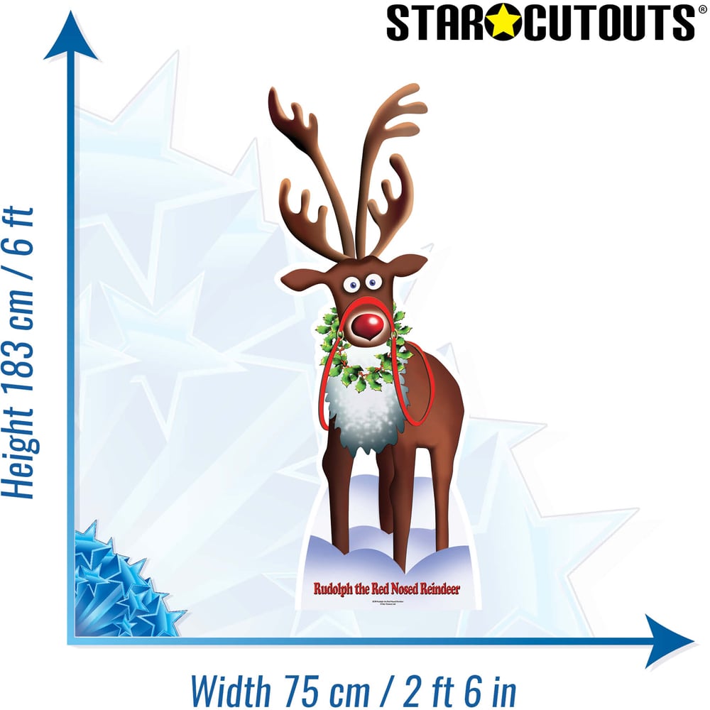 Star Cutouts Rudolph the Red Nosed Reindeer Cardboard Cutout 6ft Image 4