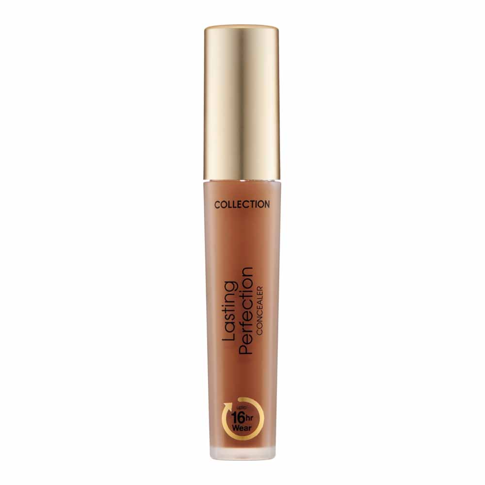 Collection Lasting Perfection Concealer 18 Dark Mo cha 4ml  - wilko The Collection Lasting Perfection Concealer boasts a vegan formula that's buildable, blendable and effortlessly covers and conceals blemishes and dark circles for up to 16 hours. The lightweight liquid concealer effortlessly glides onto the skin with a doe foot applicator, providing you with a flawless base that can be added to with the matching Lasting Perfection Foundation (sold separately). Shade 18 - Dark Mocha - For dark skin tones with a neutral undertone. Collection Lasting Perfection Concealer 18 Dark Mo cha 4ml